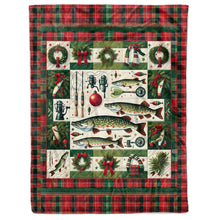 Load image into Gallery viewer, Christmas Northern Pike Fishing Fleece Blanket, Pike Xmas Fishing Gifts For Fishing Lovers IPHW5676
