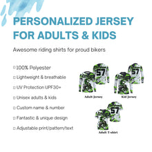 Load image into Gallery viewer, Customized name&amp;number Motocross jersey green white youth adult UV MX dirt bike long sleeves racing PDT190