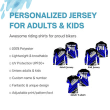 Load image into Gallery viewer, Personalized MX jersey UPF30+ dirt bike off-road kid&amp;adult Motocross racing blue motorcycle shirt PDT213