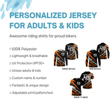 Load image into Gallery viewer, Personalized Motocross jersey kid men women UPF30+ off-road dirt bike orange MX racing shirt PDT265