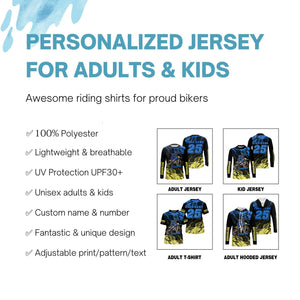 MX jersey custom blue Motocross for kid men women UPF30+ dirt bike racing shirt off-road racewear PDT101