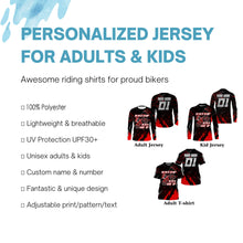 Load image into Gallery viewer, Motorcycle jersey black&amp;red UPF30+ custom dirt bike off-road shirt Motocross extreme long sleeves PDT197