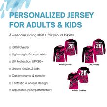 Load image into Gallery viewer, Pink Motocross kid men women jersey custom UPF30+ off-road dirt bike shirt motorcycle PDT331