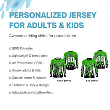 Load image into Gallery viewer, Green Motocross Off-Road Jersey UPF30+ Adult Youth Dirt Bike Shirt For Boys Racing Motorcycle  PDT455