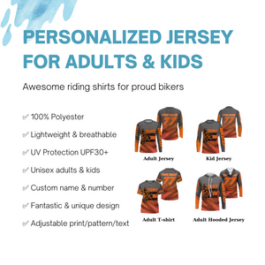 Kid&Adult custom orange Motocross jersey UV protective dirt bike MX racing Dirt More Ride More| NMS902