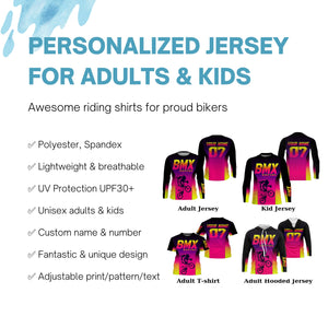 Personalized Pink BMX jersey adult kid bike shirts UPF30+ Freestyle cycling bicycle motocross gear| SLC43