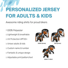 Load image into Gallery viewer, Orange extreme MX jersey UPF30+ kid men women personalized Motocross off-road biker racing shirt PDT238