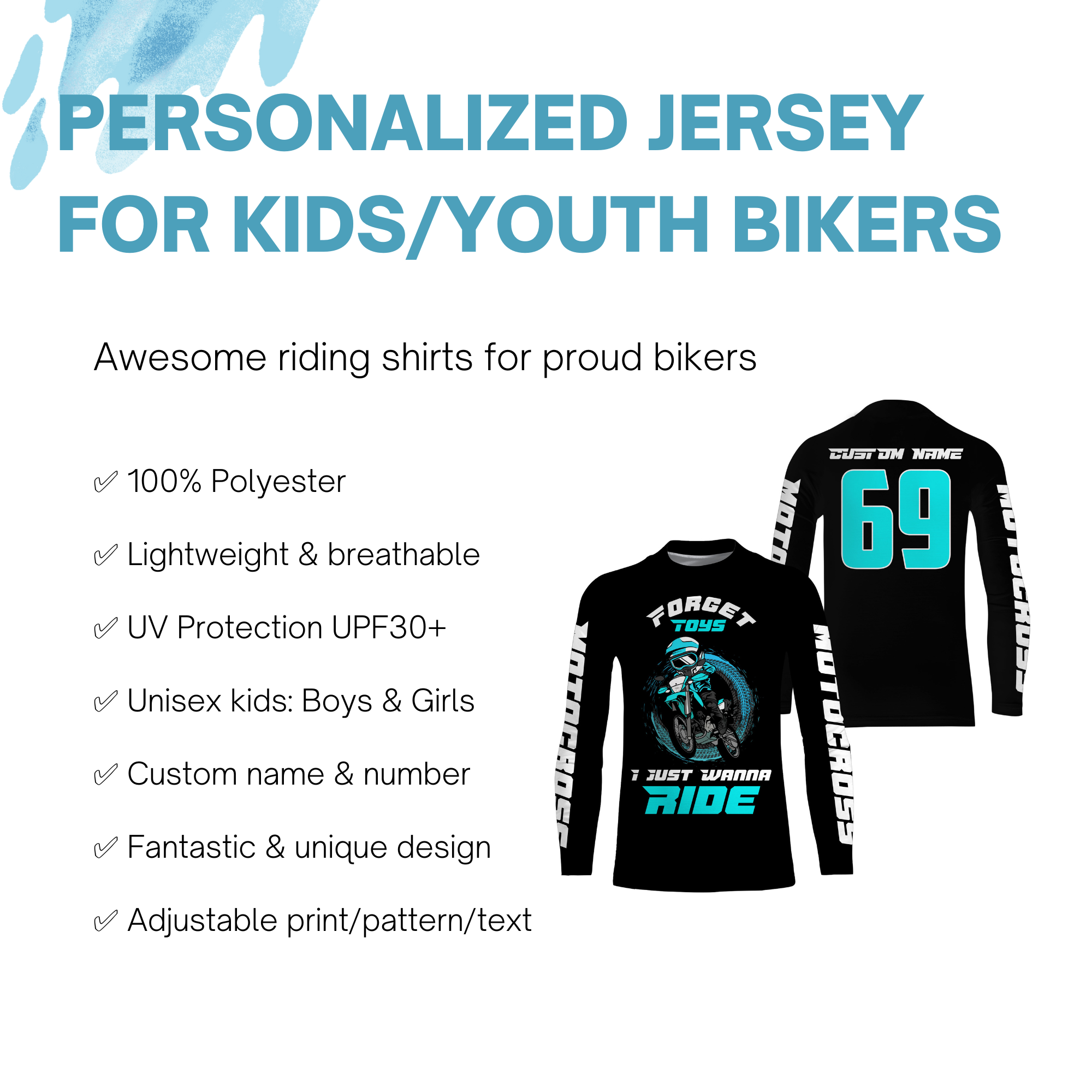 Youth Motocross Jersey UPF30+ Custom Green Dirt Bike Shirt For Boy Gir –  ChipteeAmz