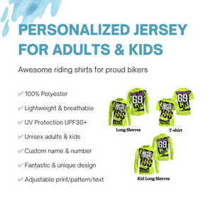 Motocross Racing Jersey Personalized  UPF30+, Motorcycle Dirt Bike Racing Off-Road Riders Racewear| NMS432