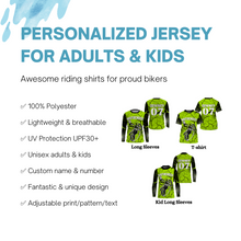 Load image into Gallery viewer, Brap Motocross Jersey Personalized UV Protect, UPF 30+ Dirt Bike Youth Long Sleeves Riders Racewear| NMS369