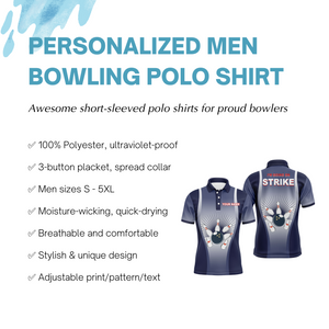 I'm Going on Strike Men Polo Bowling Shirt Personalized Blue Men Bowlers Team Short Sleeves Jersey NBP15