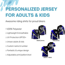 Load image into Gallery viewer, Customizable Motocross jersey kid men women UPF30+ off-road dirt bike blue MX racing shirt PDT264