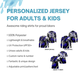 Blue custom number name Motocross racing jersey adult&kid dirt bike Live to Ride off-road MX shirt PDT182