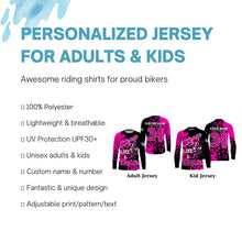 Load image into Gallery viewer, Brap Like A Girl Personalized Motocross Jersey UPF30+ Pink Dirt Bike Racing Long Sleeves NMS1181
