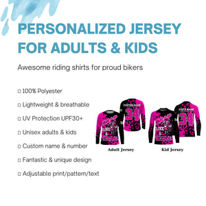 Brap Like A Girl Personalized Motocross Jersey UPF30+ Pink Dirt Bike Racing Long Sleeves NMS1181
