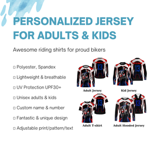 Personalized MotoX Jersey UPF30+ motorcycle blue dirt bike racing off-road riders long sleeve| NMS916