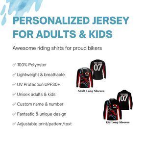 Personalized Motocross Jersey UPF30+ Speed Race Kid Adult Dirt Bike MX Racing Long Sleeves NMS1134