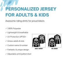 Load image into Gallery viewer, Skull Racing personalized jersey UPF30+ cool biker long sleeves skull riders motorcycle racewear NMS1065