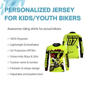 Brap kids custom Birthday Motocross jersey UPF30+ dirt bike boys girls youth MX racing long sleeve NMS1069