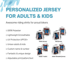 Load image into Gallery viewer, Personalized Motocross jersey for kid adult UPF30+ Patriotic dirt bike shirt American Flag PDT398