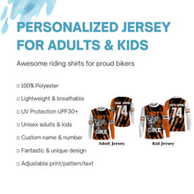 Load image into Gallery viewer, Personalized Dirt Bike UPF30+ Jersey Motocross Orange Kid Adult MX Racing Long Sleeves NMS1212