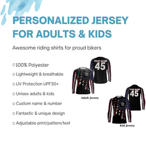 Patriotic Personalized Motocross Jersey UPF30+ No Guts No Glory American MX Racing Dirt Bike NMS1206