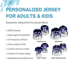 Load image into Gallery viewer, Custom Motocross jersey kid&amp;adult MotoX extreme dirt road UV protective blue dirt bike shirt PDT368