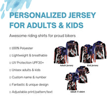 Load image into Gallery viewer, Patriotic dirt bike freestyle kid men women custom MX jersey UPF30+ USA Motocross gear racing shirt PDT349