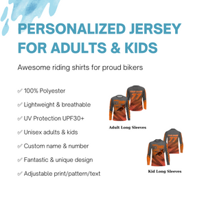 Personalized Dirt Bike Jersey UPF30+ When in Doubt Throttle It out, Orange Motocross MX Racing NMS1186