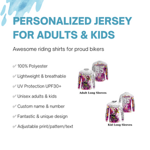 Brap Girl Personalized Motocross Jersey UPF30+ Women Biker MX Racing Off-road Dirt Bike Shirt NMS1195