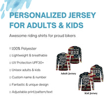 Load image into Gallery viewer, American Flag Custom Skull Motocross Jersey UPF30+ Patriotic Dirt Bike Racing Motorcycle Shirt NMS1238