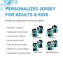 Load image into Gallery viewer, Turquoise custom dirt bike jersey UPF30+ kid&amp;adult riders motocross racing off-road motorcycle| NMS881