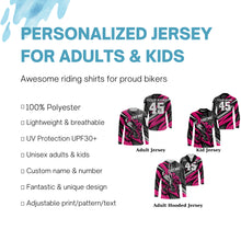 Load image into Gallery viewer, Pink dirt bike jersey youth boys girls UPF30+ biker off-road extreme Motocross shirt motorcycle PDT291