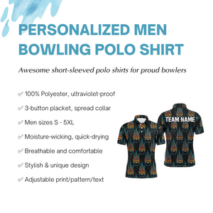Flame Polo Bowling Shirt, Personalized Men Short Sleeves Bowlers Jersey Custom Team Name NBP40