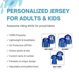 Men women youth MX jersey blue Motocross custom racing off-road shirt UPF30+ dirt bike motorcycle PDT137