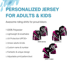 Load image into Gallery viewer, Customizable Motocross jersey kid men women UPF30+ off-road dirt bike extreme pink MX racing shirt PDT263