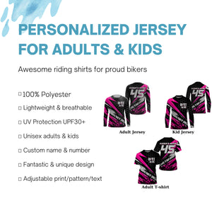 Customizable Motocross jersey kid men women UPF30+ off-road dirt bike extreme pink MX racing shirt PDT263