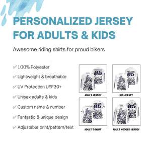  Kid Motocross Jersey Personalized UPF 30+, Dirt Bike Motorcycle  Off-Road Racing Youth Long Sleeves| NMS365 : Automotive