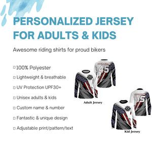 Personalized Racing Jersey UPF30+ Patriotic Work Less Ride More Dirt Bike Motocross Long Sleeves NMS1250