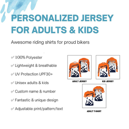 Motocross jersey men women youth personalized UV orange dirt bike racing off-road MX riding shirt PDT151