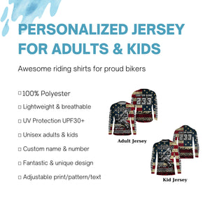 American Flag Personalized Motocross Jersey UPF30+ Patriotic Dirt Bike Racing Motorcycle Shirt NMS1239
