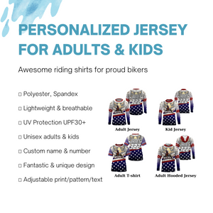 American Eagle Motocross Jersey UPF30+ Personalized Patriotic MX Off-Road Adult&Kid Dirt Bike Jersey| NMS744