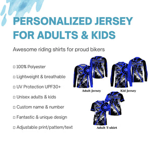 Dirt bike freestyle kid men women custom MX jersey UPF30+ blue Motocross gear racing shirt PDT298