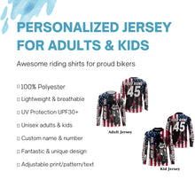 Load image into Gallery viewer, Patriotic Motocross Jersey UPF30+ Feel The Berm Custom American Flag MX Racing Shirt NMS1236