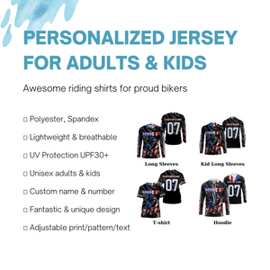 Personalized Patriotic Motocross Jersey UPF30+ US MX Riding Shirt American Off-Road Adult&Kid Jersey| NMS729