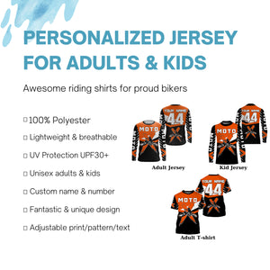Custom dirt bike kid women men jersey UPF30+ extreme Motocross racing orange motorcycle shirt PDT320