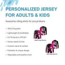 Load image into Gallery viewer, Motocross Racing Personalized Jersey UPF30+ Girls Women Pink Dirt Bike MX Off-road Long Sleeves NMS1178