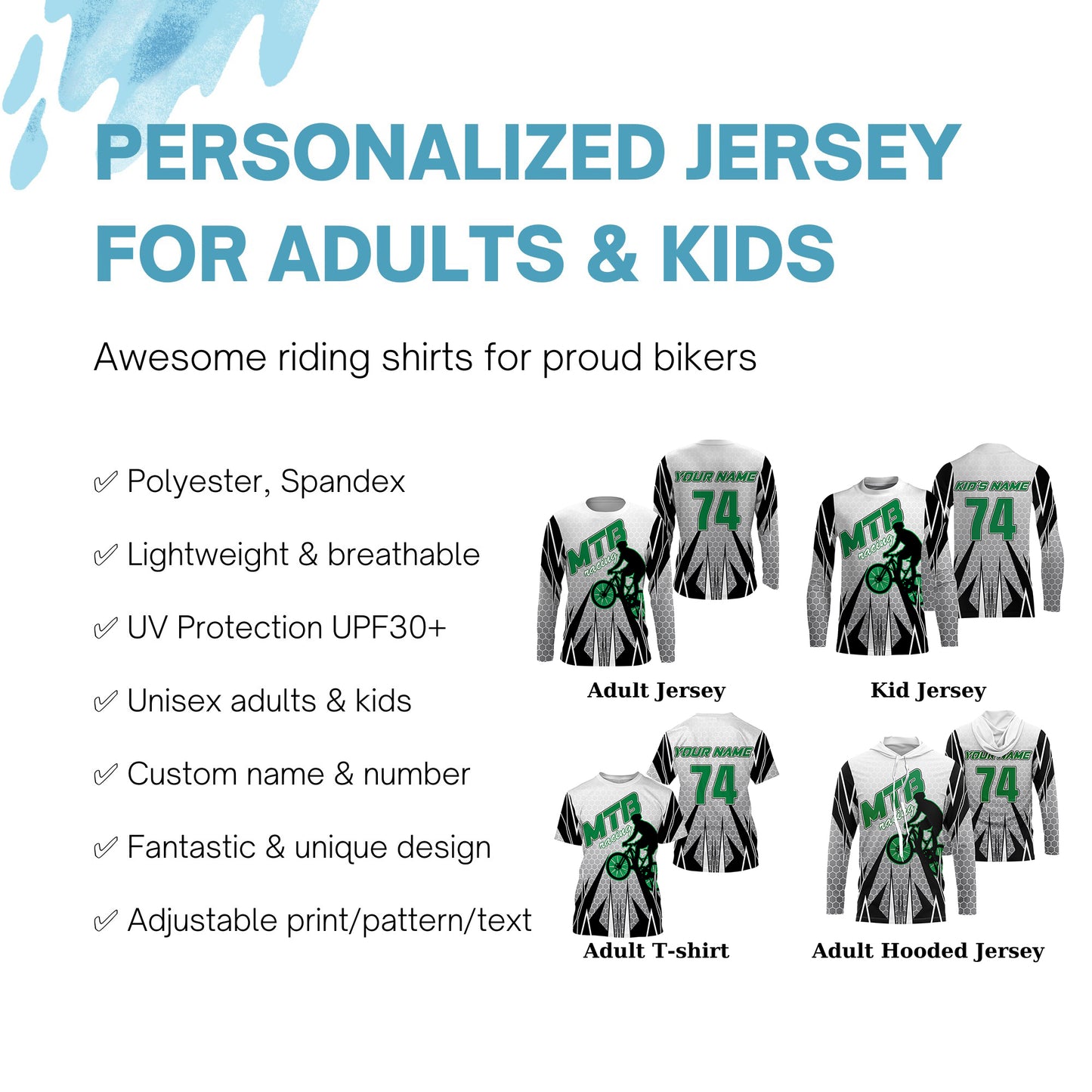 Adult youth MTB jersey UPF30+ Mountain biking gear Downhill trails cycling shirt Enduro racewear| SLC101