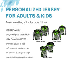 Load image into Gallery viewer, Youth Men Women Personalized Green Motocross Jersey Dirt Bike Off-Road Shirt UPF30+ Motorcycle PDT378