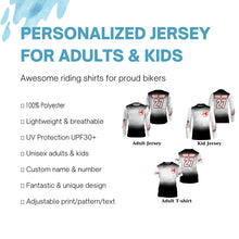 Load image into Gallery viewer, Black white custom number&amp;name motocross jersey kid adult UV MX dirt bike motorcycle off-road shirt PDT173